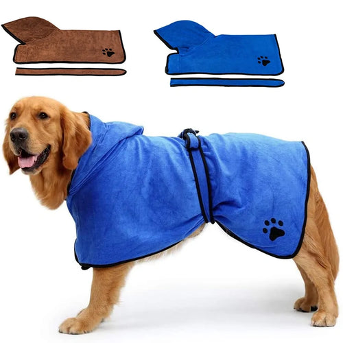 Soft Absorbent Pet Bathrobe with Drying Towel and Hat