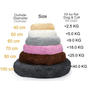 Soft Winter Warm Long Plush Donut Pet Bed