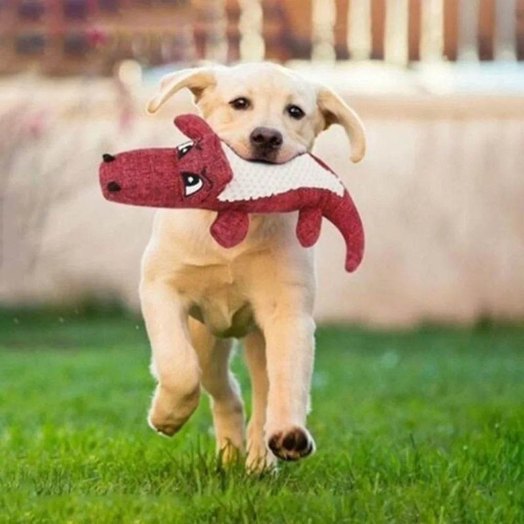 Linen Plush Crocodile Dog Toy: Squeaky Chew Toy for Cleaning Teeth, 1PC